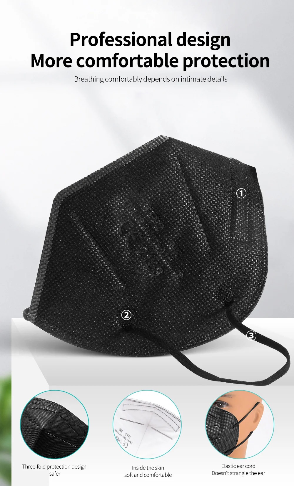 Многоразовые маски FFP2 KN95 с – обзор и цена Black Face Mask Pack